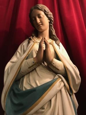 St. Mary Statue en plaster polychrome, Belgium 19th century ( anno 1890 )