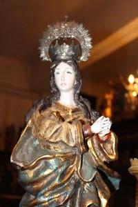 St. Mary Statue en wood polychrome, 19th century