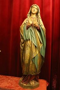 St. Mary Statue en fully hand-carved wood / polychrome / gilt, Belgium 19th century