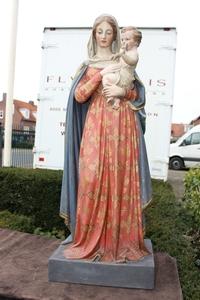 St. Mary Statue en plaster polychrome, Belgium 19th century