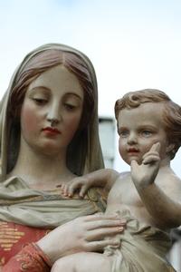 St. Mary Statue en plaster polychrome, Belgium 19th century