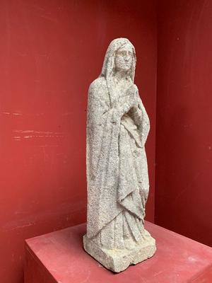 St. Mary Statue en Hand - Carved Sandstone, Hungary 19th century ( anno 1890 )