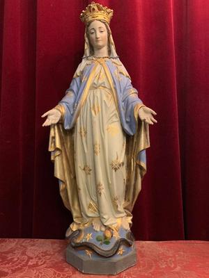 St. Mary Statue en Terra-Cotta polychrome, France 19th century ( anno 1890 )