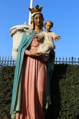 St. Mary Statue en plaster polychrome, Belgium 19th century