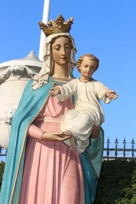 St. Mary Statue en plaster polychrome, Belgium 19th century