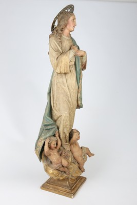 St. Mary Statue  en Wood Polychrom / Glass Eyes, Barcelona Spain 19th Century