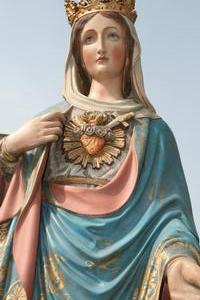 St. Mary Statue en PLASTER POLYCHROME, Belgium 19th century