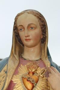 St. Mary Statue en plaster polychrome, Belgium 19th century