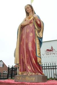 St. Mary Statue en plaster polychrome, Belgium 19th century