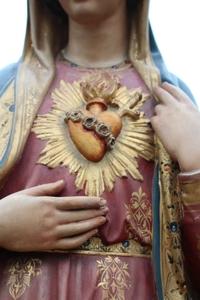 St. Mary Statue en plaster polychrome, Belgium 19th century