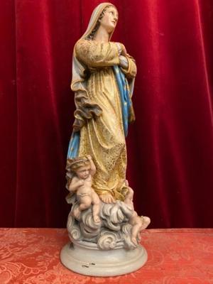 St. Mary  Statue en Plaster polychrome, France 19 th century ( Anno 1890 )