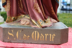 St. Mary Statue en plaster polychrome, Belgium 19th century