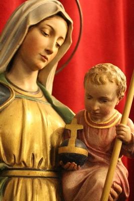 St. Mary Statue en plaster polychrome, Belgium 19th century