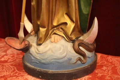 St. Mary Statue en plaster polychrome, Belgium 19th century