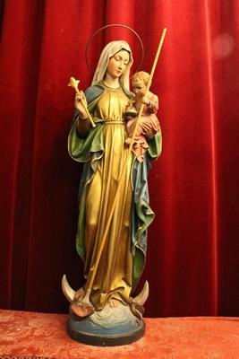 St. Mary Statue en plaster polychrome, Belgium 19th century