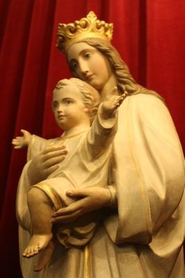 St. Mary Statue With Child en Terra-Cotta polychrome, France 19th century