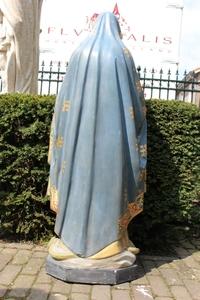 St. Mary Statue With Child en plaster polychrome, Belgium 19th century