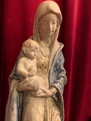 St. Mary Statue With Child.  Terraco Beesel.  en Terra-Cotta polychrome, Dutch 20th century