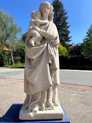 St. Mary Suitable For Outside ! en Hand - Carved Sandstone, France 19 th century
