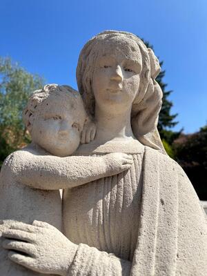 St. Mary Suitable For Outside ! en Hand - Carved Sandstone, France 19 th century