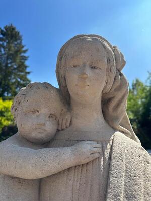 St. Mary Suitable For Outside ! en Hand - Carved Sandstone, France 19 th century