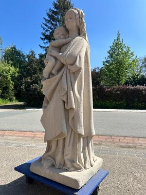 St. Mary Suitable For Outside ! en Hand - Carved Sandstone, France 19 th century