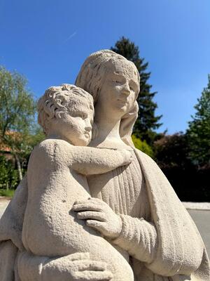 St. Mary Suitable For Outside ! en Hand - Carved Sandstone, France 19 th century