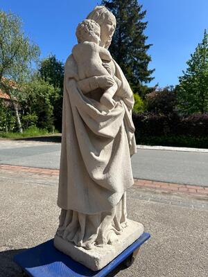 St. Mary Suitable For Outside ! en Hand - Carved Sandstone, France 19 th century
