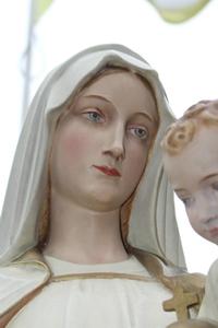 St. Mary With Child en Terra-Cotta polychrome, Belgium 19th century