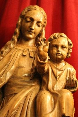 St. Mary With Child en hand-carved wood , Dutch 19th century ( anno 1835 )