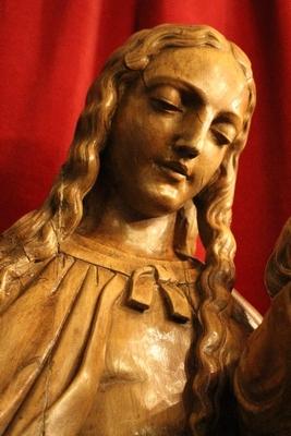 St. Mary With Child en hand-carved wood , Dutch 19th century ( anno 1835 )