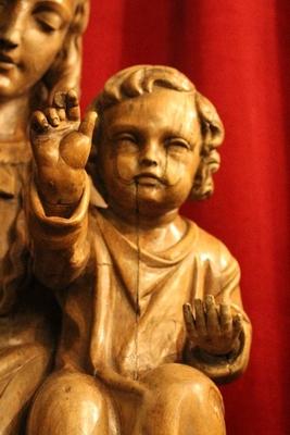 St. Mary With Child en hand-carved wood , Dutch 19th century ( anno 1835 )