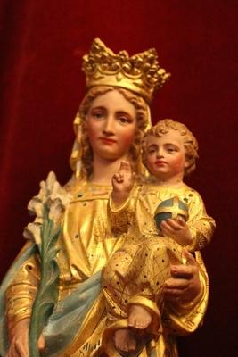 St. Mary With Child en Terra-Cotta polychrome, France 19th century