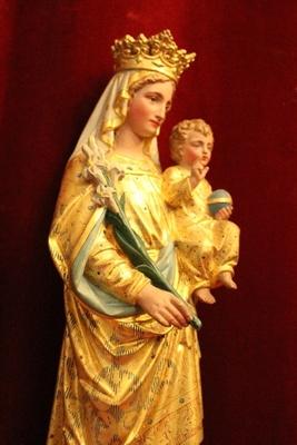 St. Mary With Child en Terra-Cotta polychrome, France 19th century