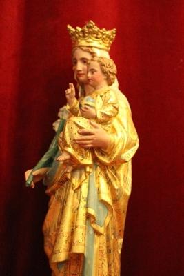 St. Mary With Child en Terra-Cotta polychrome, France 19th century