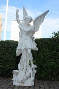 St. Michael Statue en Terra-Cotta, France 20th century