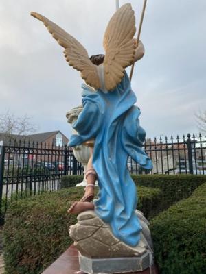 St. Michael Statue  en Terra - Cotta Polychrome, France 19 th century ( Anno 1865 )