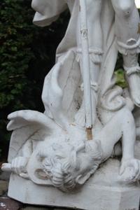 St. Michael Statue en Terra-Cotta, France 20 th century