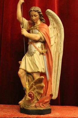 St. Michael Statue en plaster polychrome, France 19th century (anno 1875 )