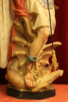 St. Michael Statue en plaster polychrome, France 19th century (anno 1875 )