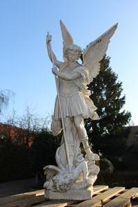 St. Michael Statue Cast Iron Weight 170 Kgs ! en CAST IRON, France 19th century