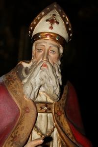 St. Nicholas en plaster polychrome, Belgium 19th century