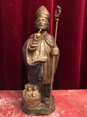 St. Nicholas Statue.  en hand-carved wood polychrome, Dutch 19th century