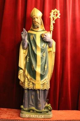 St. Patrick Statue en plaster polychrome, 19th century ( 1870)