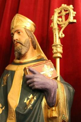 St. Patrick Statue en plaster polychrome, 19th century ( 1870)