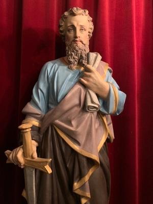 St. Paul Statue en Terra-Cotta polychrome, France 19th century ( anno 1890 )