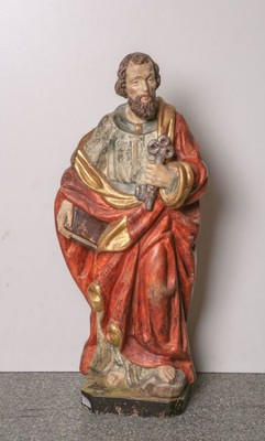 St. Peter Sculpture  en hand-carved wood polychrome, Southern Germany 20th Century