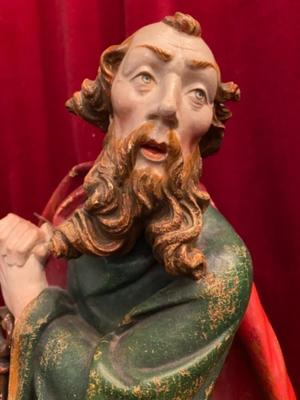 St. Peter Sculpture  en hand-carved wood polychrome, Southern Germany 20th Century