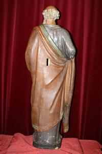 St. Petrus Statue en Terra-Cotta polychrome, France 19th century