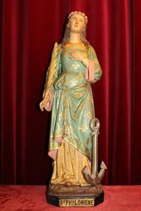 St. Philomena Statue en plaster polychrome, France 19th century